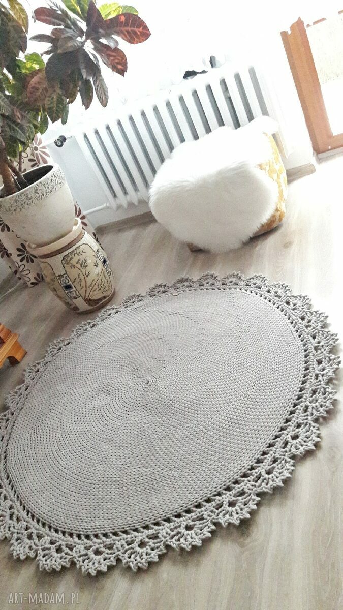 Dywan Camello Lace 120 cm z koronką - elegancki, masywny dywan z bawełnianego sznurka