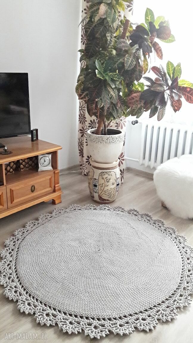 Dywan Camello Lace 120 cm z koronką - elegancki, masywny dywan z bawełnianego sznurka