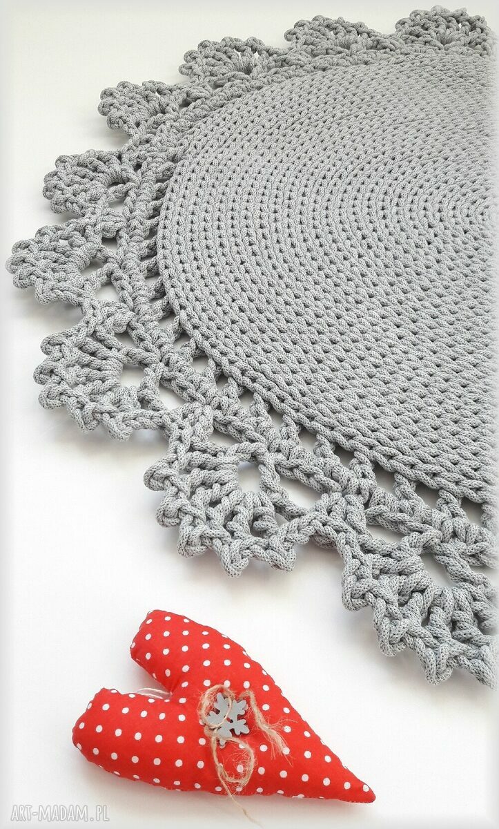 Dywan Camello Lace 120 cm z koronką - elegancki, masywny dywan z bawełnianego sznurka