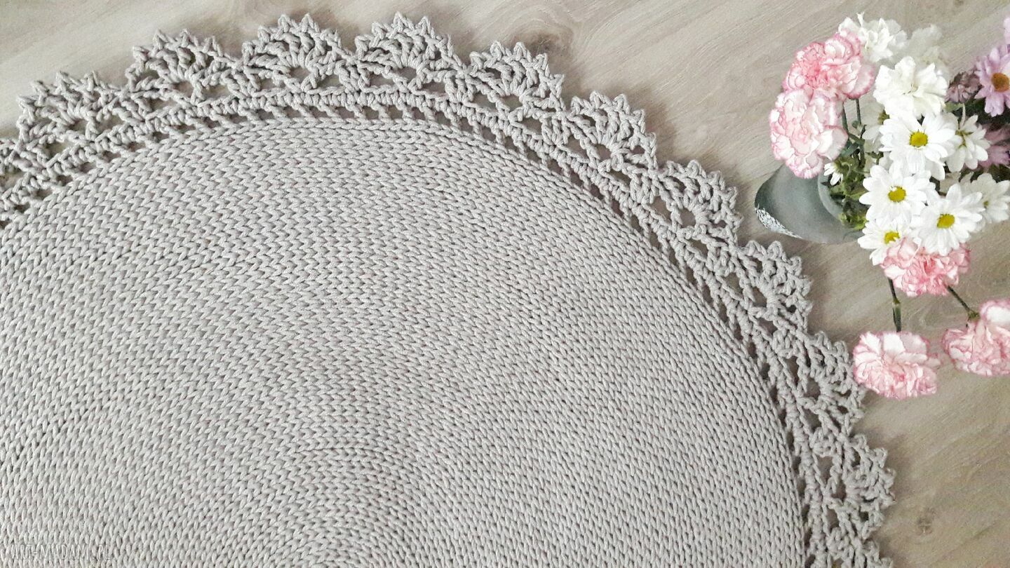 Dywan Camello Lace 120 cm z koronką - elegancki, masywny dywan z bawełnianego sznurka
