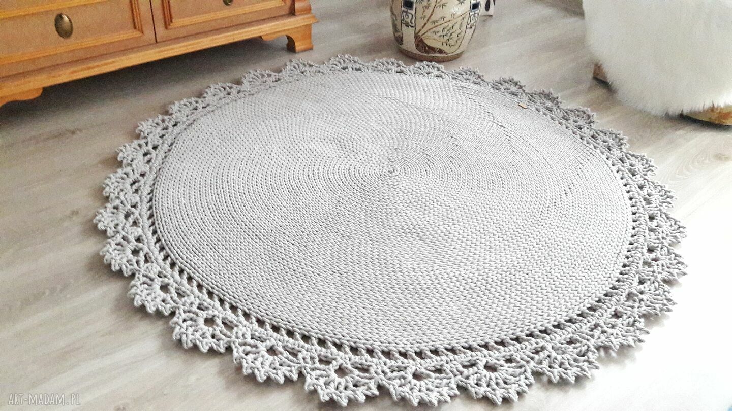 Dywan Camello Lace 120 cm z koronką - elegancki, masywny dywan z bawełnianego sznurka