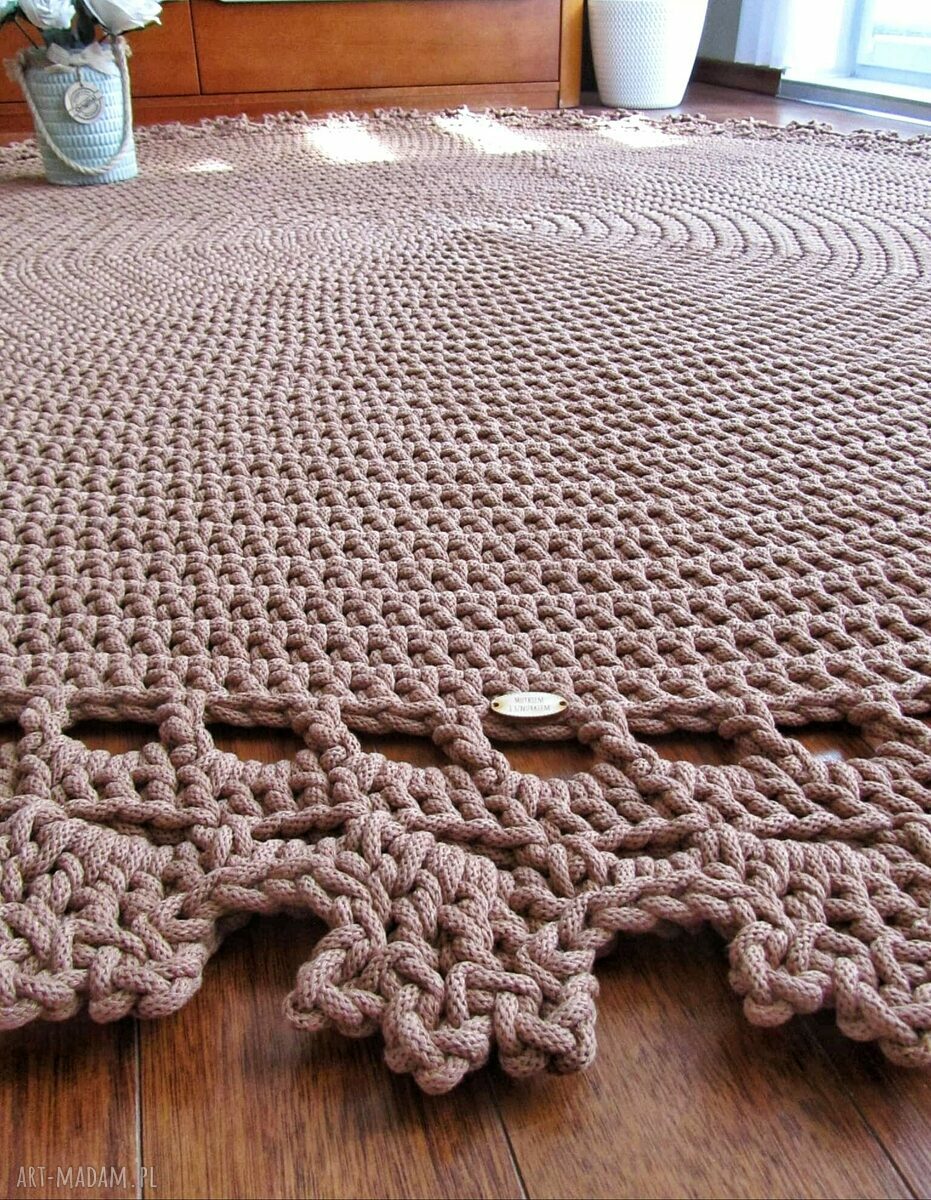 Dywan Circle 150 cm z bawełnianego sznurka - okrągły, szydełkowy i do salonu