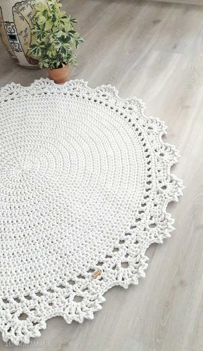 Dywan Classic Lace 100 cm - klasyczny, okrągły wzór z bawełnianego sznurka