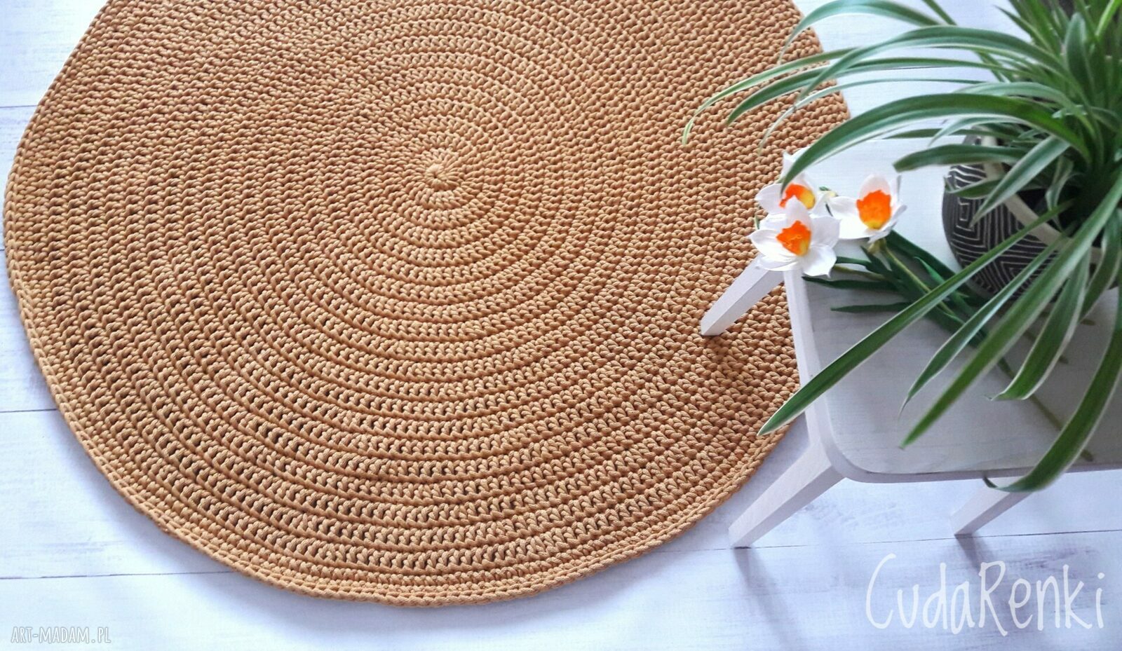Klasyczny dywan Classic 120 cm z grubego sznurka bawełnianego (ręcznie pleciony)
