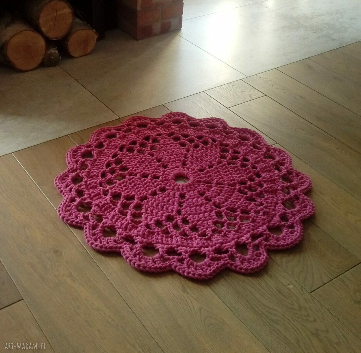 Dywan Dace 80 cm fuksja - mandala lace z bawełny