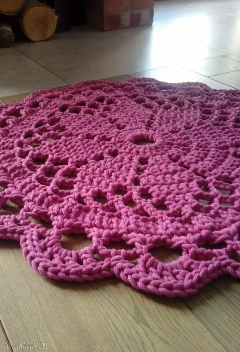 Dywan Dace 80 cm fuksja - mandala lace z bawełny