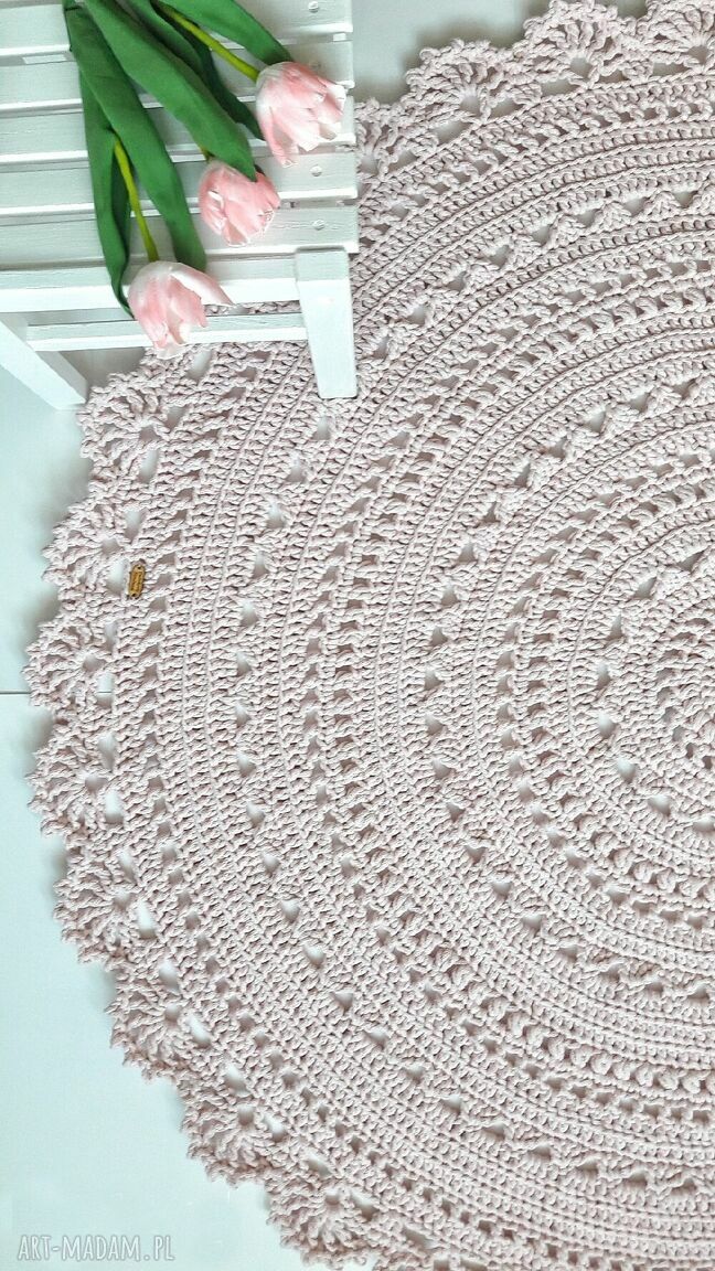 Dywan Mandala Lace 100 cm - ażurowy, szydełkowy z bawełnianego sznurka