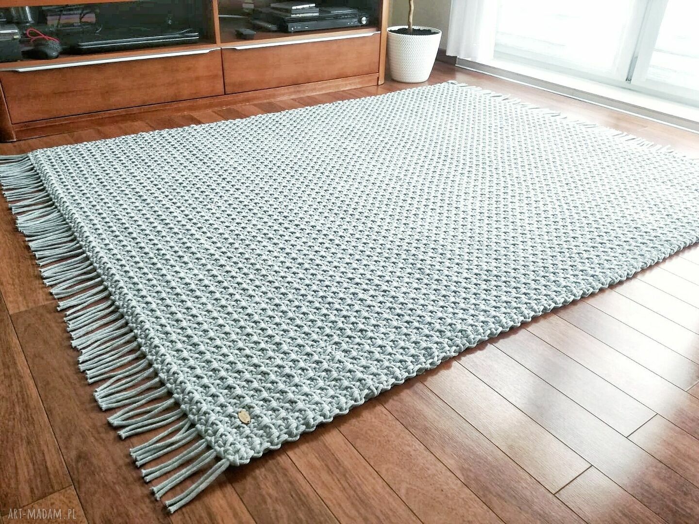 Dywan Mosses 60x120 cm z bawełny - miętowy i szary chodnik do salonu