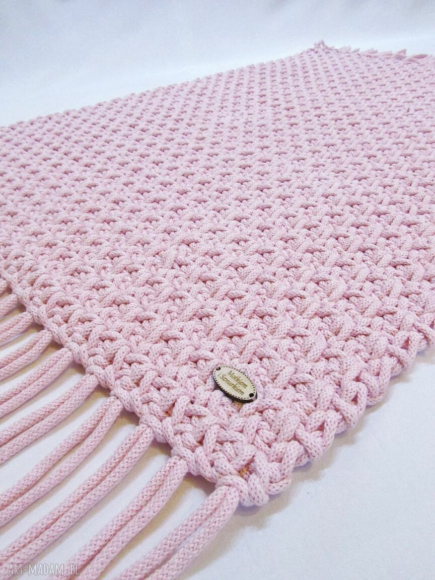 Dywan Mosses Pink 60x100 cm ze sznurka bawełnianego - dywanik szydełkowy dla małej księżniczki