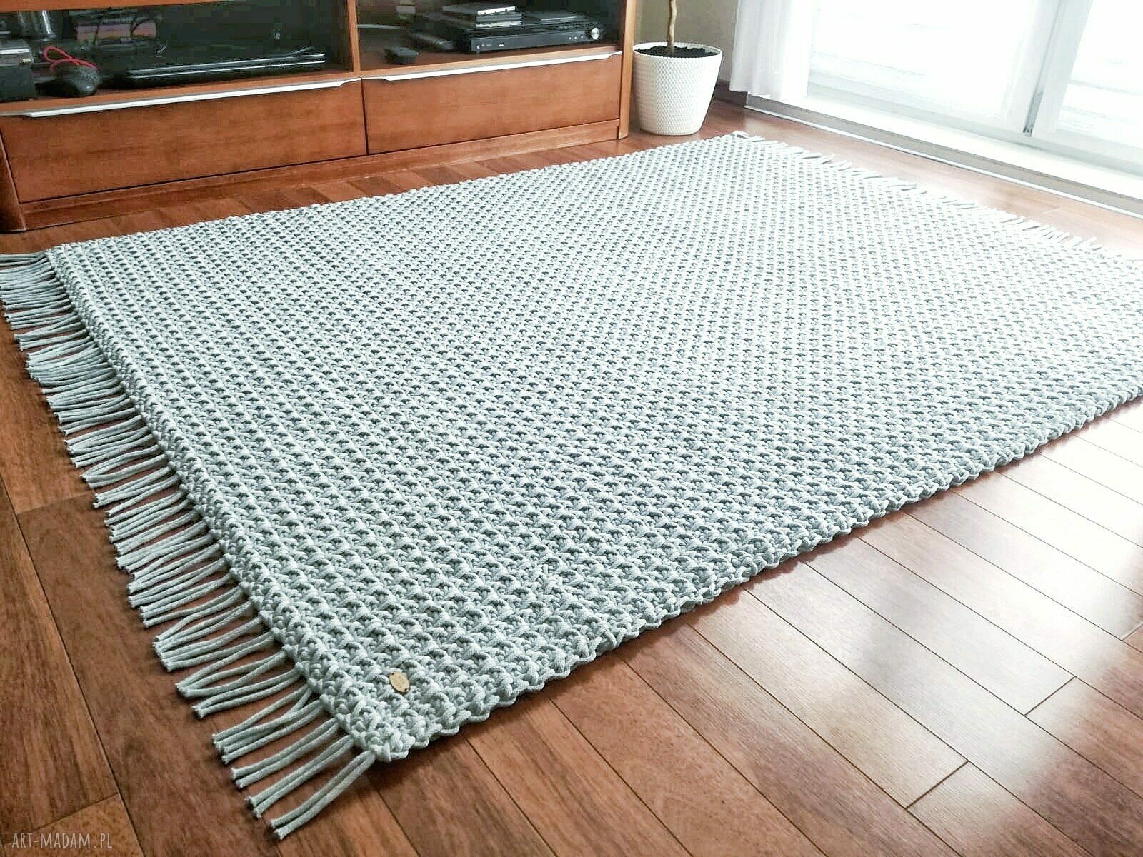 Dywan Mosses ze sznurka bawełnianego 120x160 cm - mięta i szarość, dwustronny