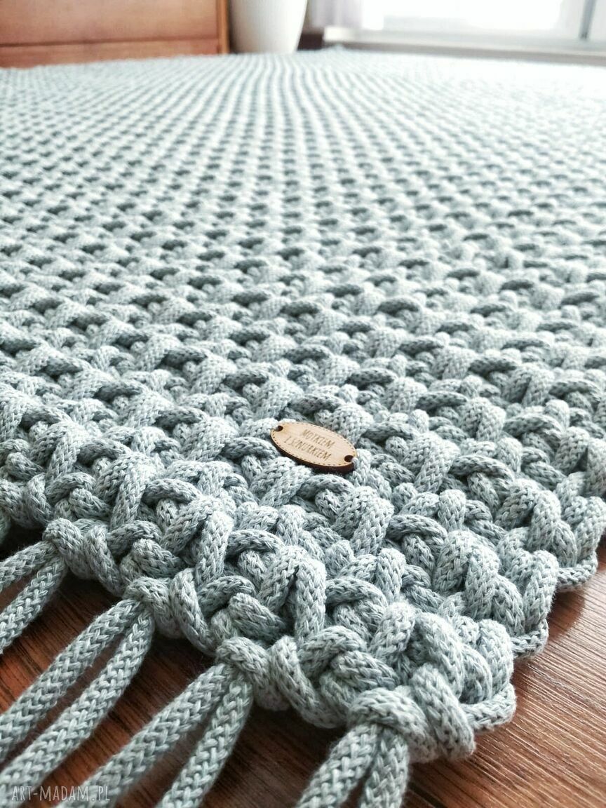 Dywan Mosses 140/160 cm ze sznurka bawełnianego w kolorze mięty i szarości