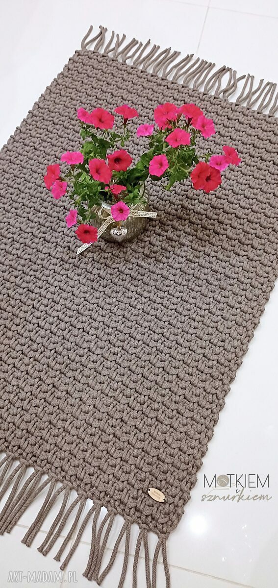 Dywan Mosses 70x140 cm ze sznurka bawełnianego (mięta i szarość)