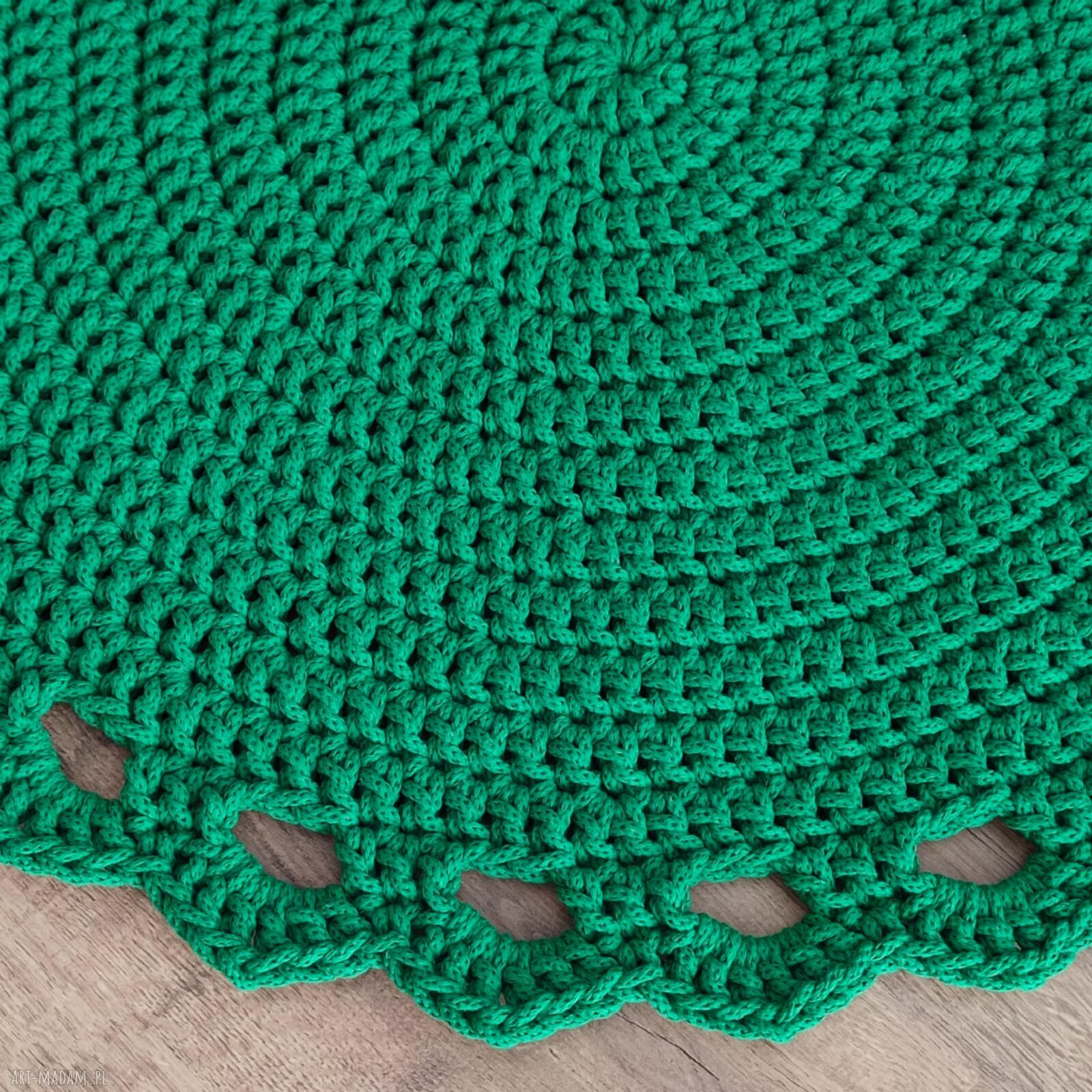 Dywan okrągły szydełkowy ze sznurka bawełnianego 80 cm - styl boho