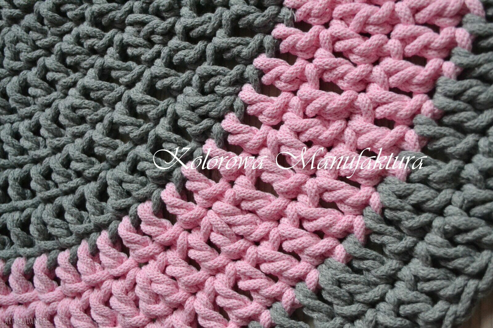 Dywan okrągły grey pink 80cm