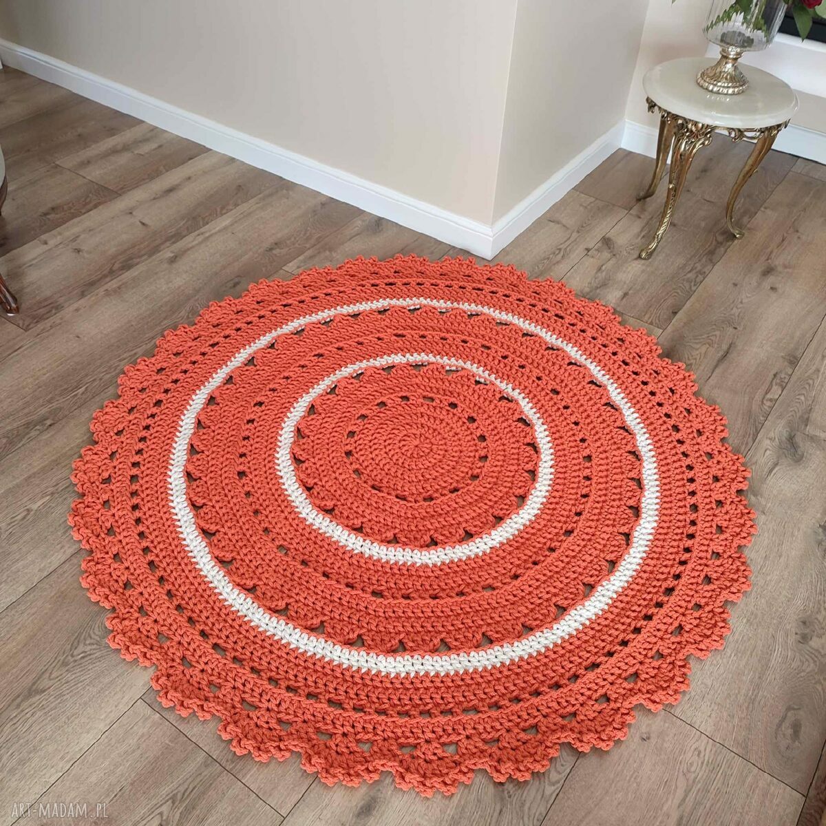 Dywan okrągły ze sznurka bawełnianego 130 cm - boho do salonu