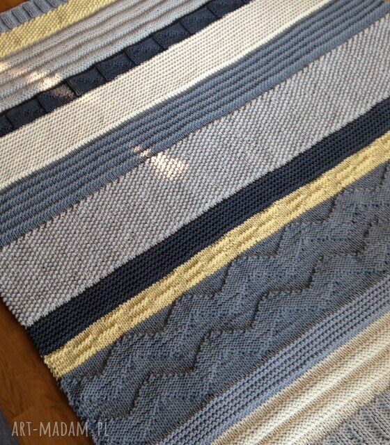Dywan patchwork big 160x220 cm - sznurkowy vintage w szarościach i beżach