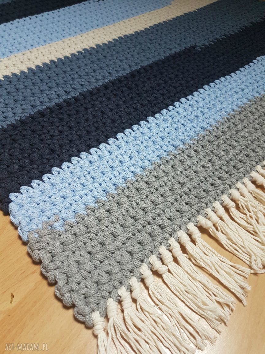 Dywan morski Scandi ręcznie pleciony z bawełnianego sznurka 5 mm - 75x130 cm