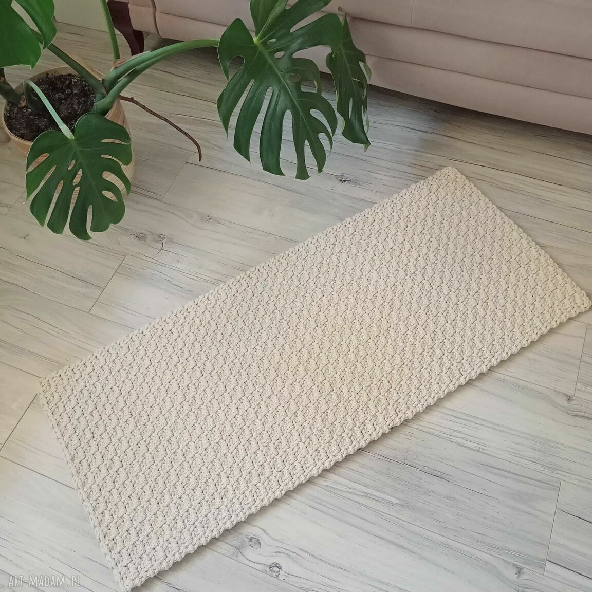Dywan prostokątny boho ze sznurka 60x120 cm do łazienki