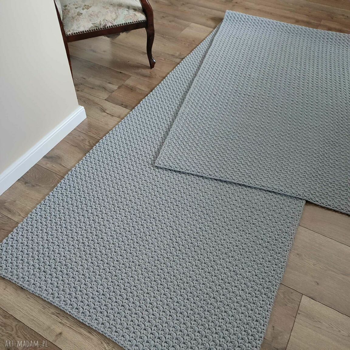 Dywan prostokątny ze sznurka bawełnianego 100x400 cm - handmade