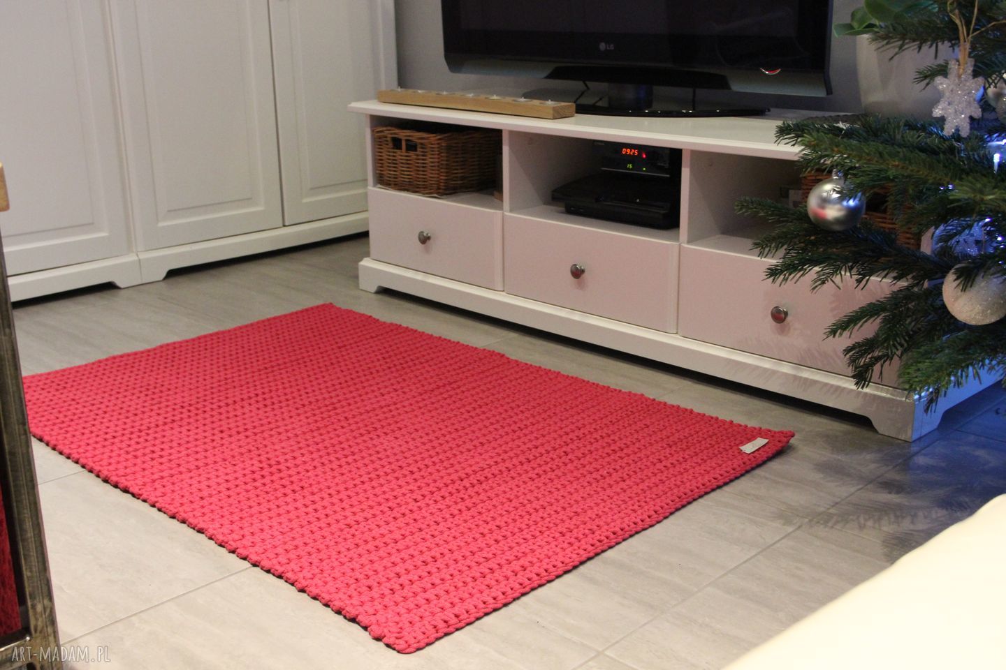 Dwustronny dywan prostokątny z sznurka bawełnianego 5 mm - 140x80 cm