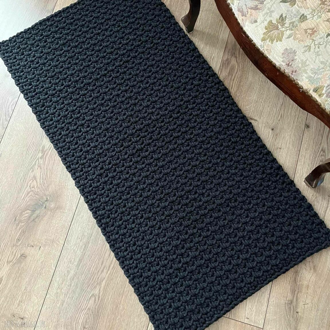 Mały dywanik boho z sznurka 50x100 cm, ręcznie szydełkowany