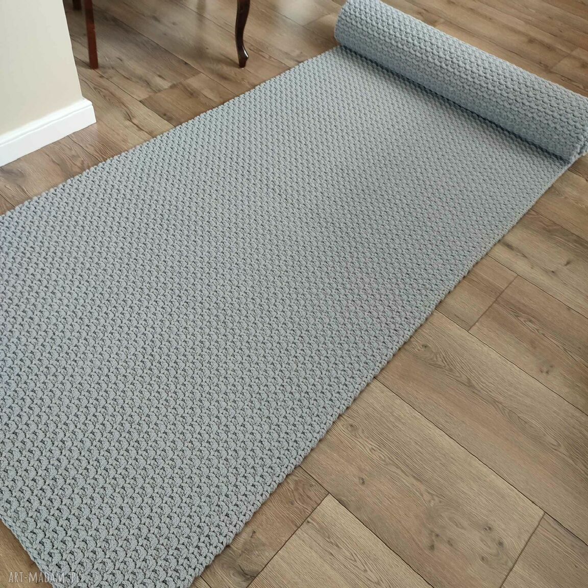 Dywan prostokątny ze sznurka bawełnianego 100x400 cm - handmade