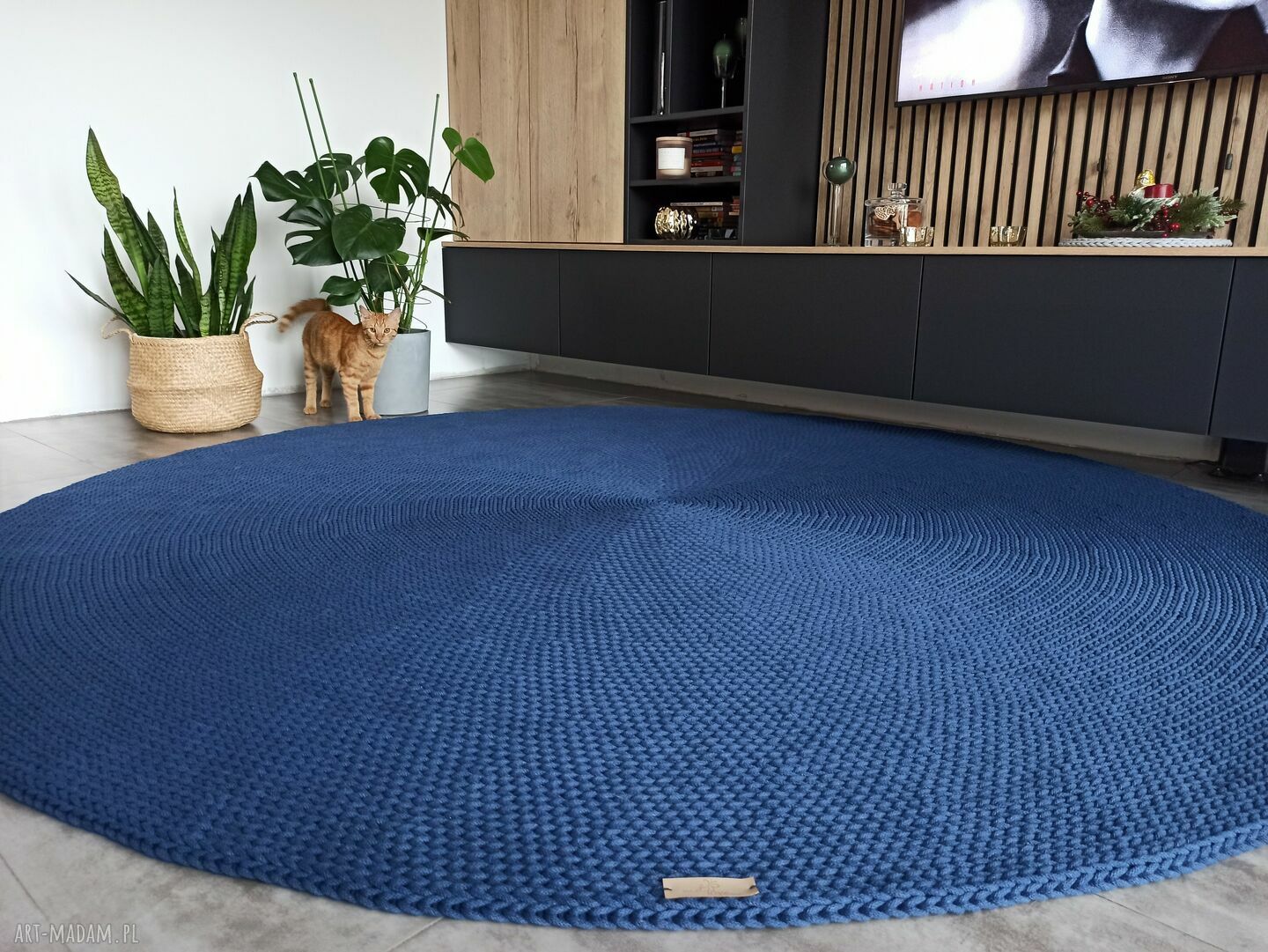 Okrągły dywan Round Braid 220 cm, ręcznie szydełkowany ze sznurka bawełnianego 5 mm