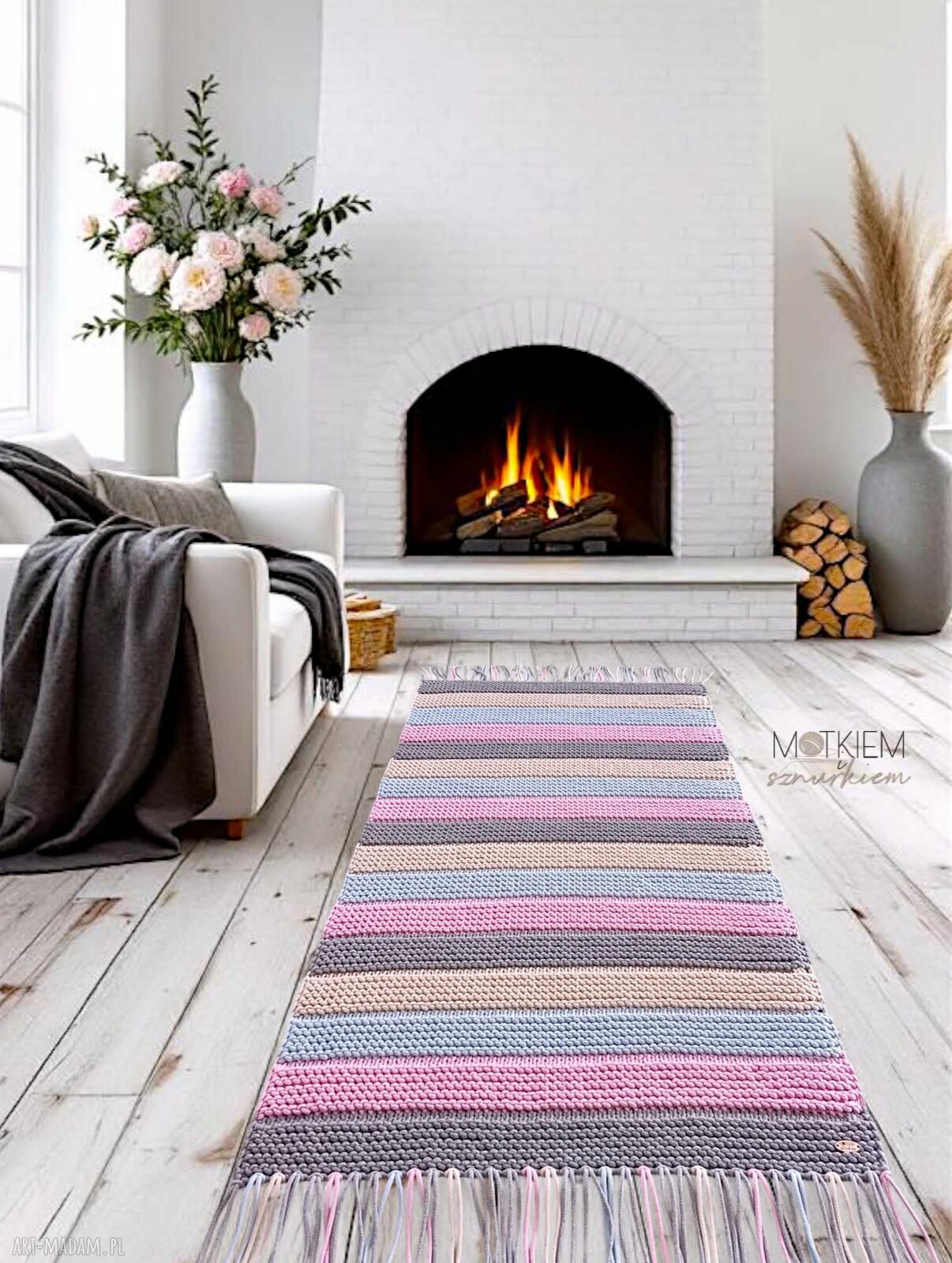 Dywan Shabby Chic ze sznurka bawełnianego 60x120 cm
