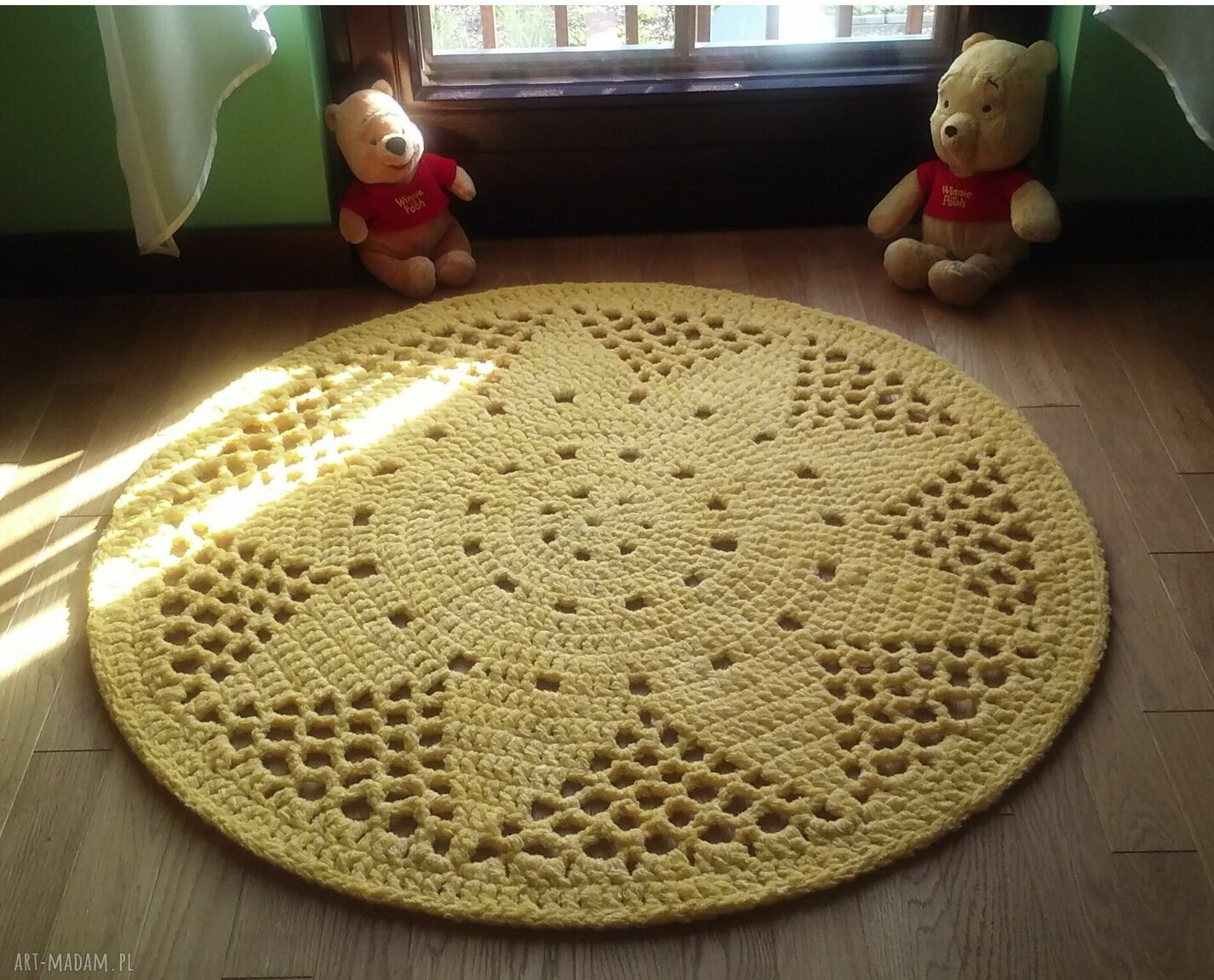 Dywan Słoneczko - żółty dywan szydełkowy okrągły 105 cm