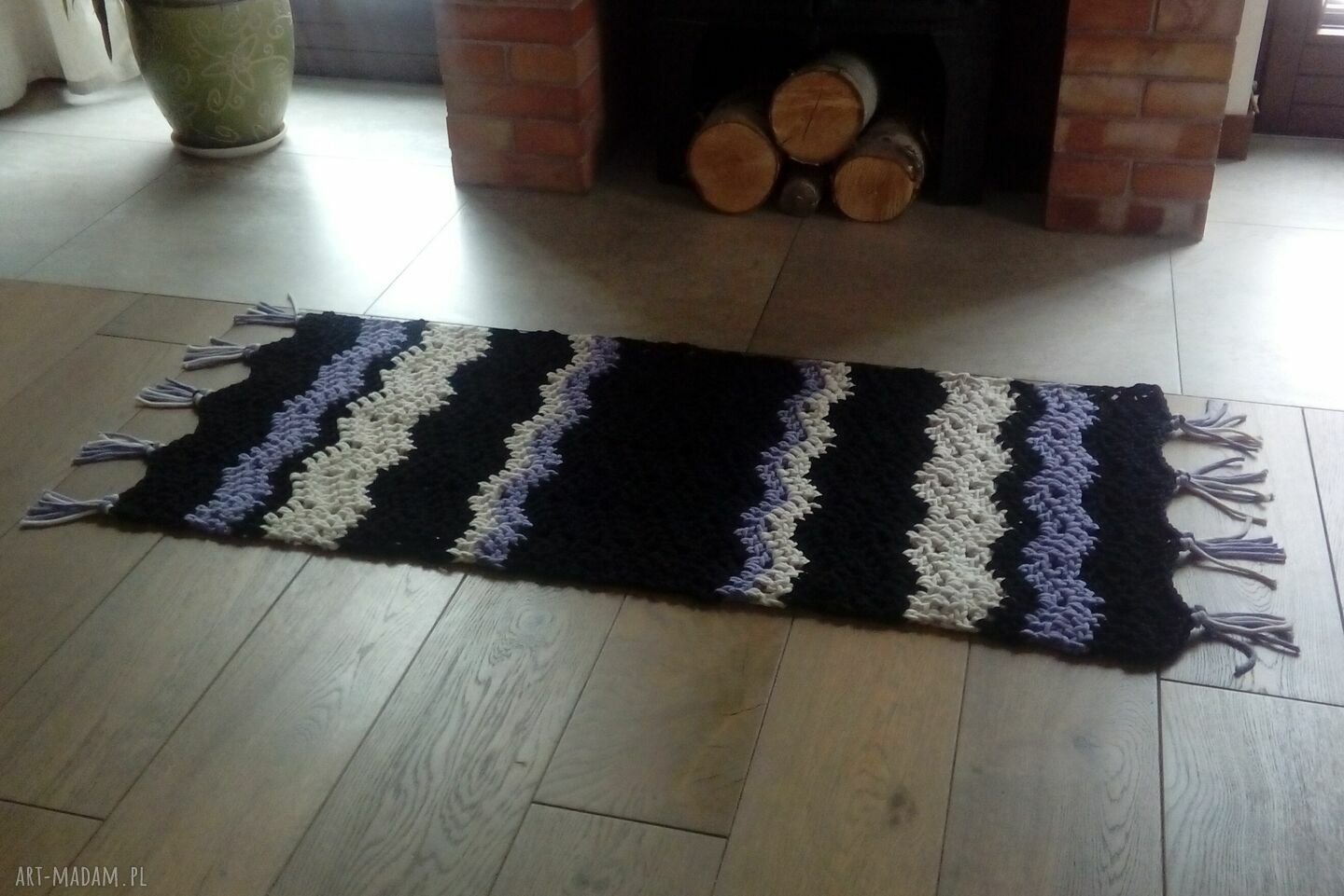 Dywan Snake ze sznurka na szydełku - dwustronny chodnik rękodzieło