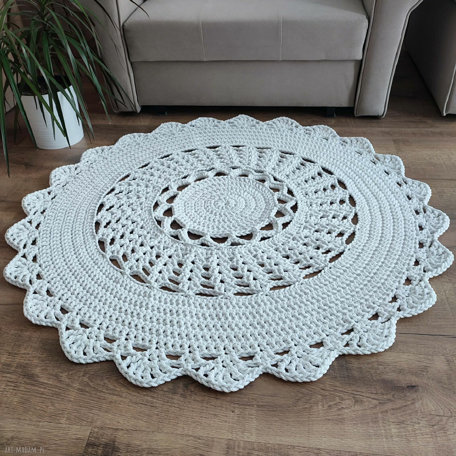 Dywan szydełkowy ze sznurka bawełnianego 110 cm