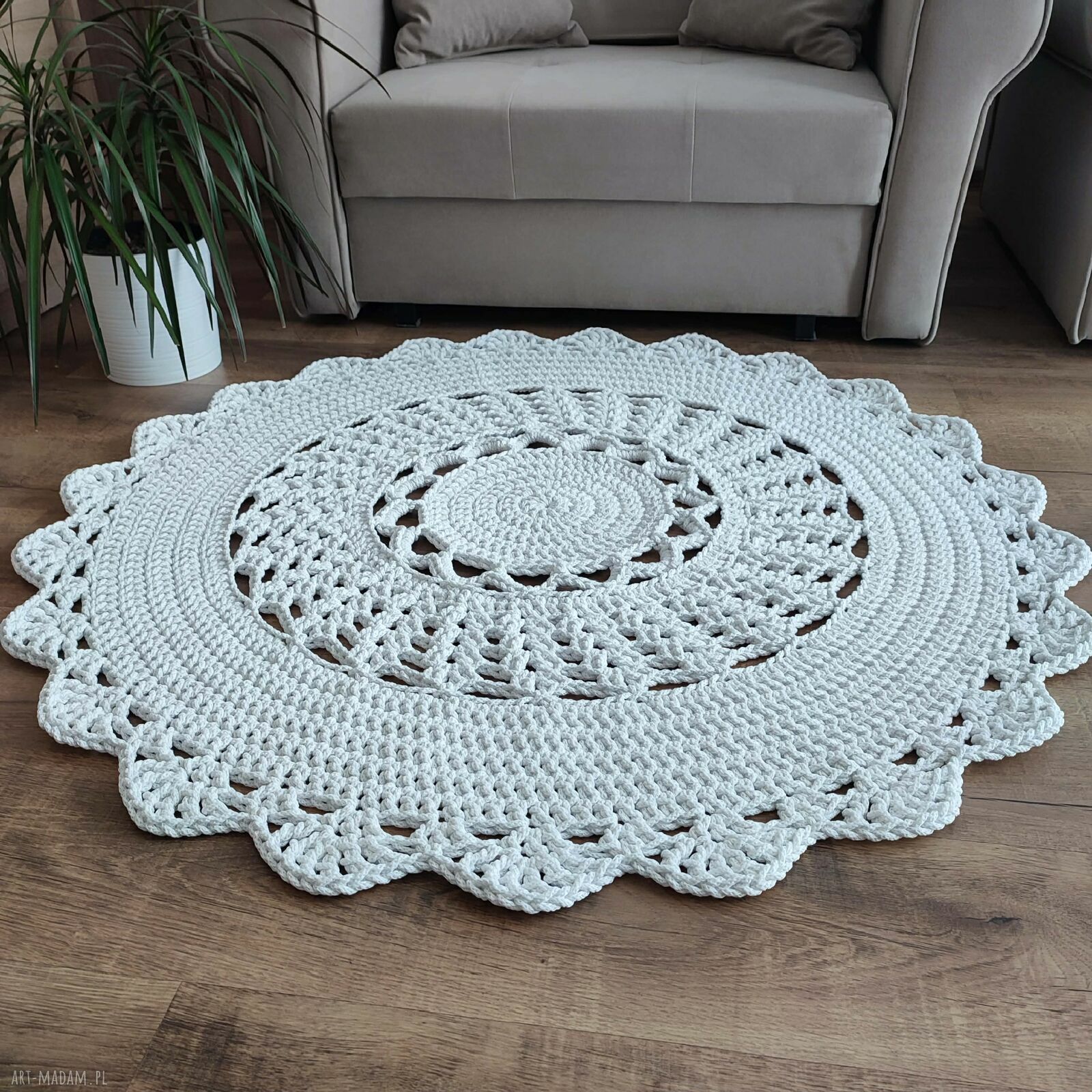 Dywan szydełkowy ze sznurka bawełnianego 110 cm