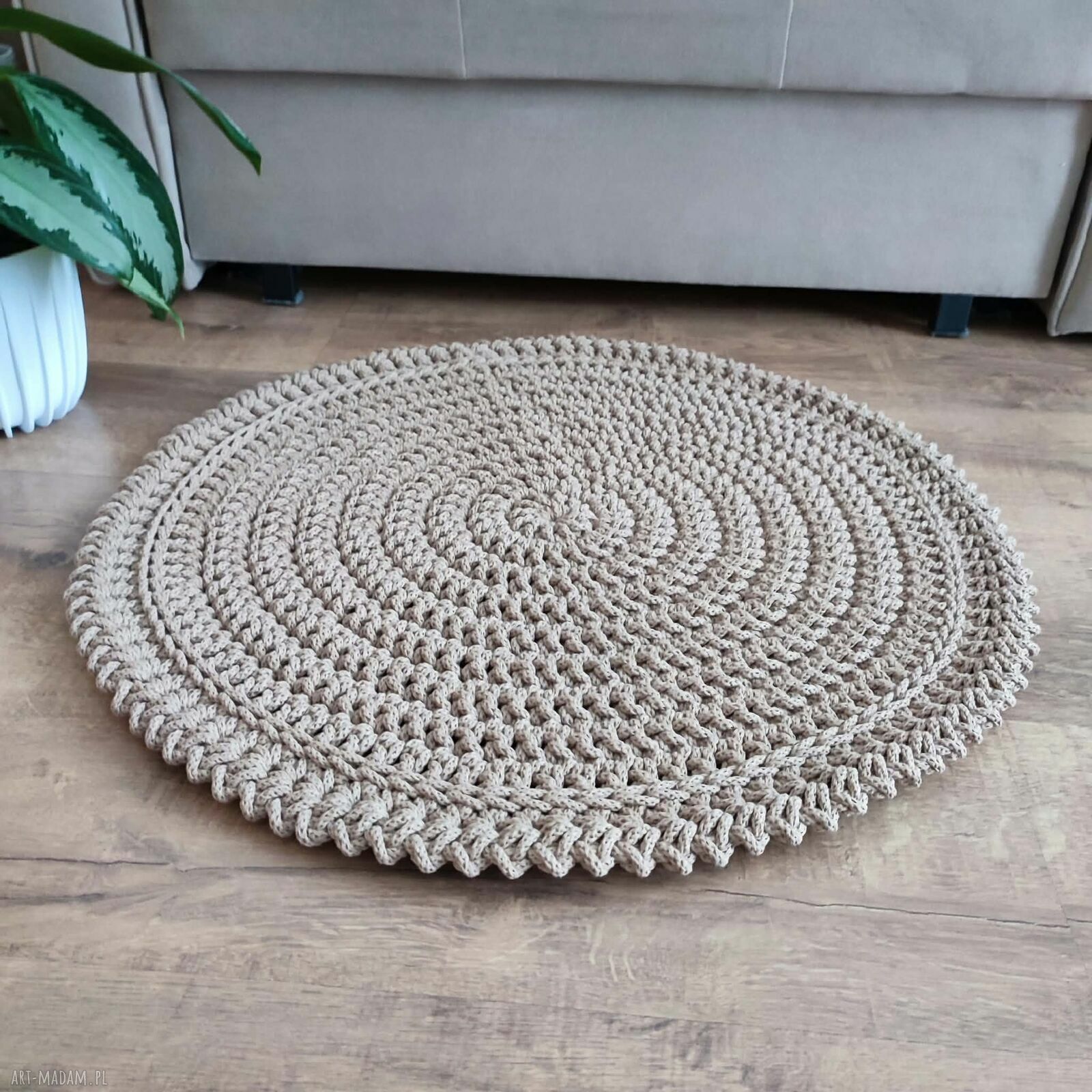 Okrągły dywan szydełkowy ze sznurka bawełnianego 60 cm