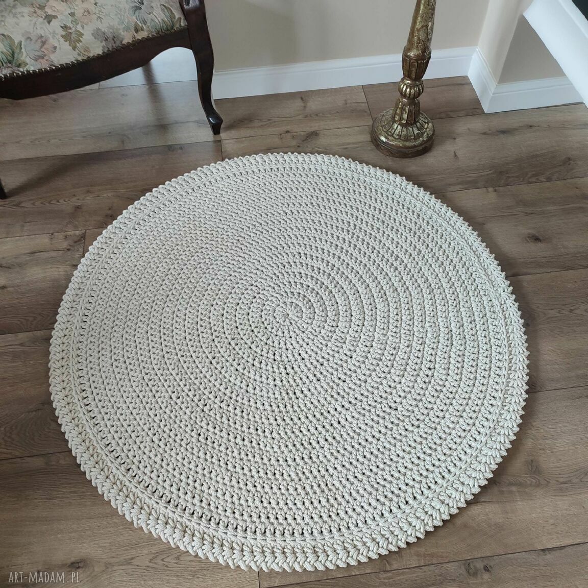 Ręcznie robiony dywan szydełkowy ze sznurka 110 cm (boho)