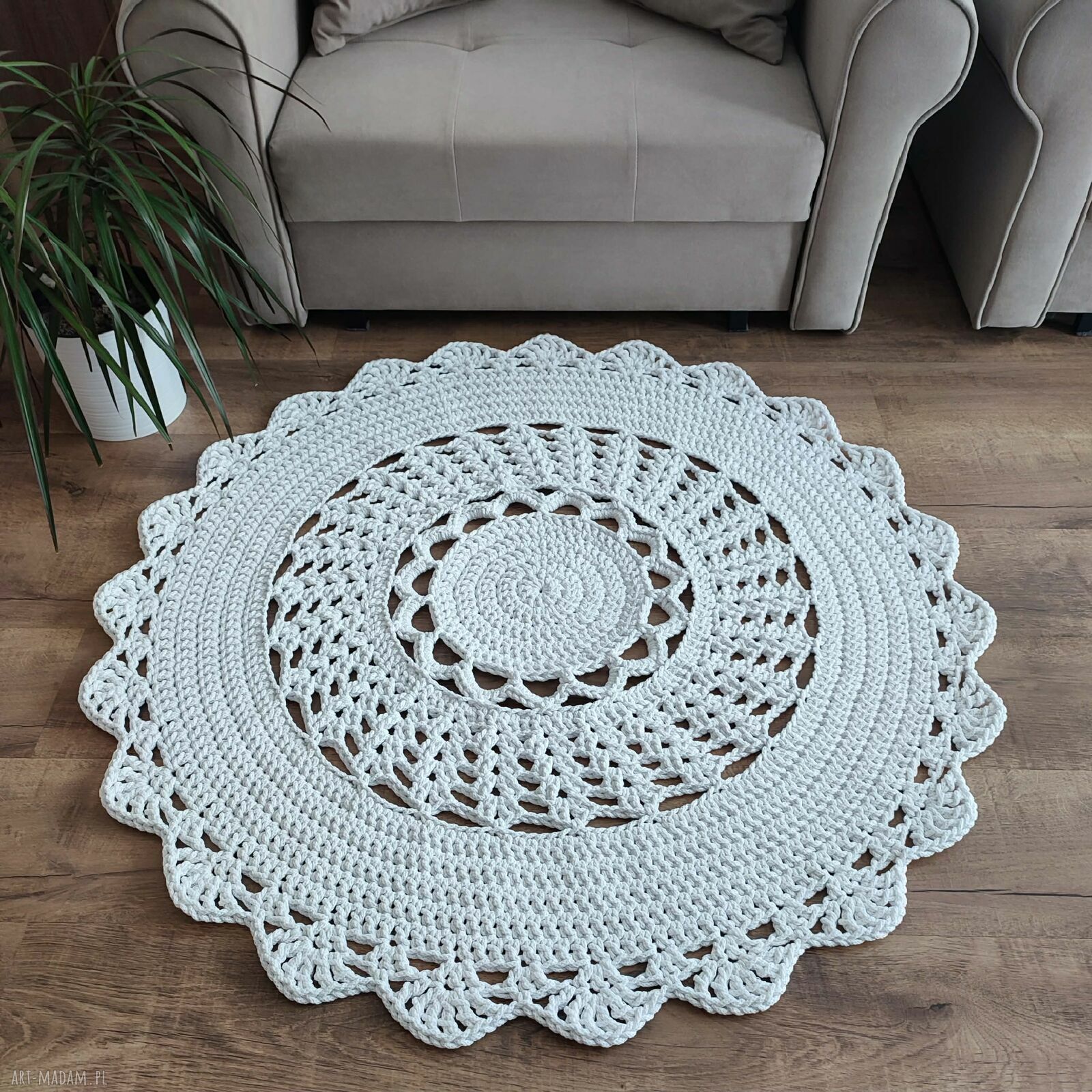Dywan szydełkowy ze sznurka bawełnianego 110 cm