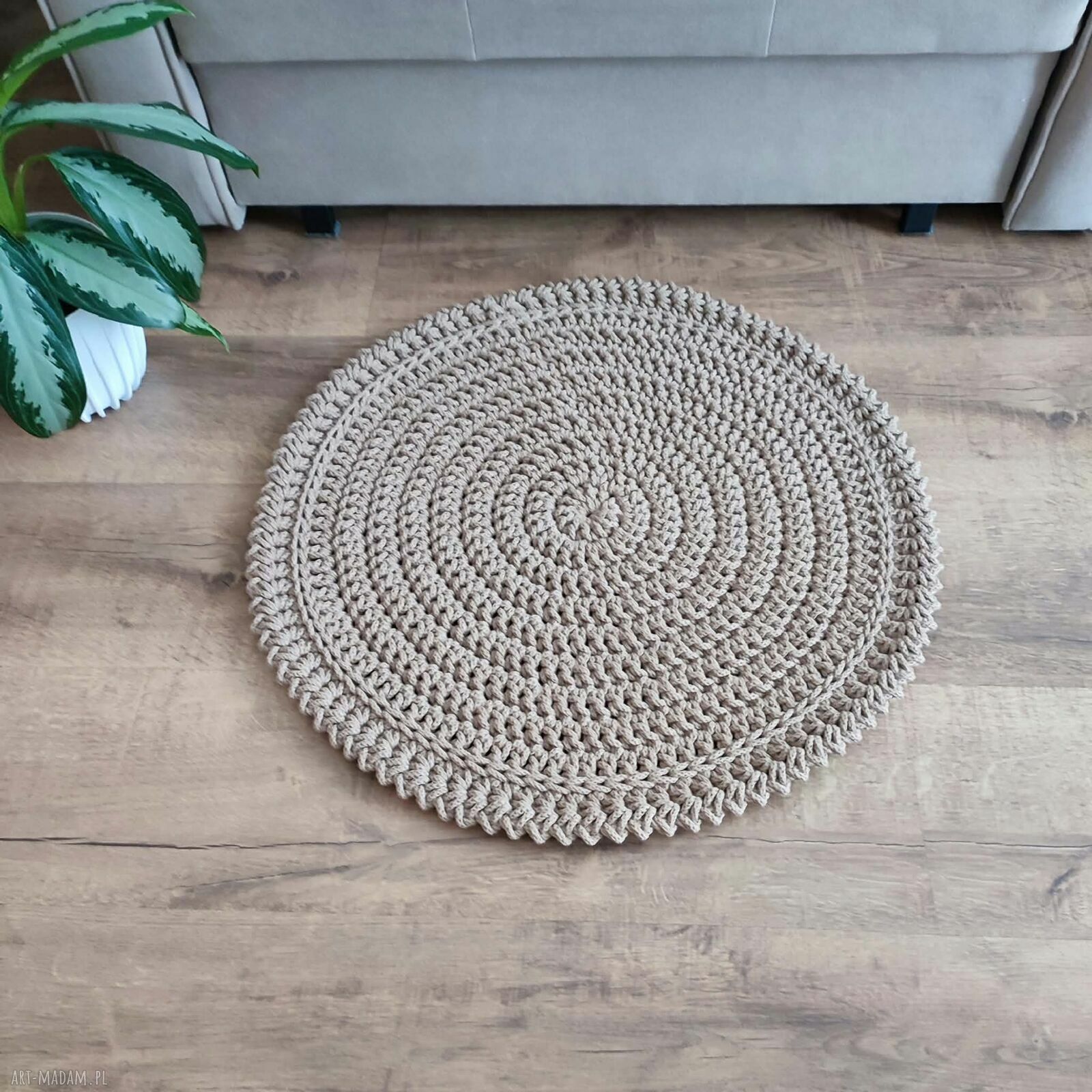 Okrągły dywan szydełkowy ze sznurka bawełnianego 60 cm