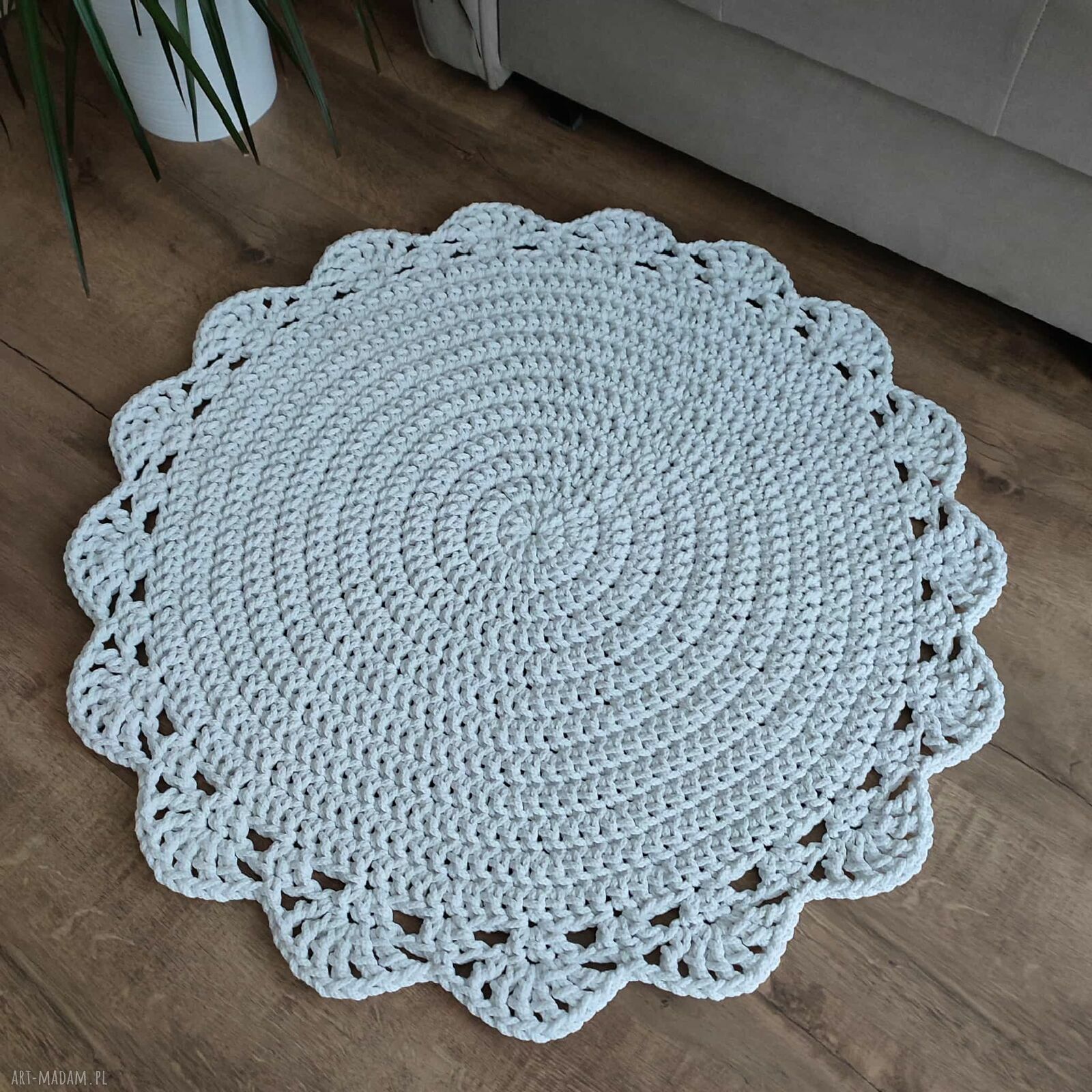 Dywan szydełkowy okrągły ze sznurka bawełnianego 80 cm