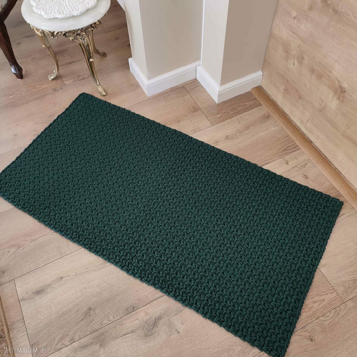 Ręcznie szydełkowany dywan prostokątny z sznurka do kuchni 60x120 cm