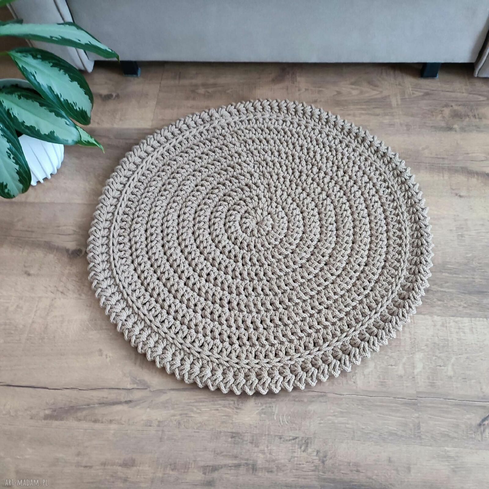 Okrągły dywan szydełkowy ze sznurka bawełnianego 60 cm