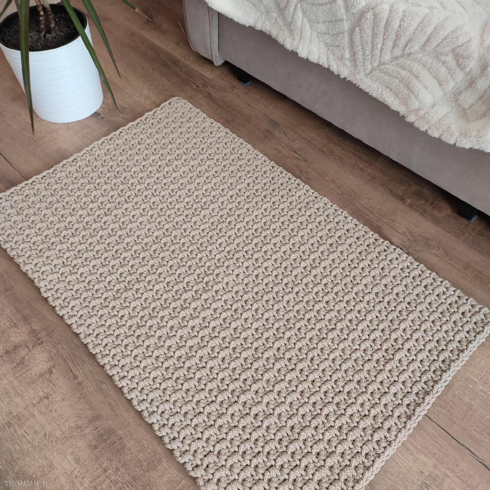 Dywan szydełkowy z bawełnianego sznurka 60x90 cm - boho do wnętrz