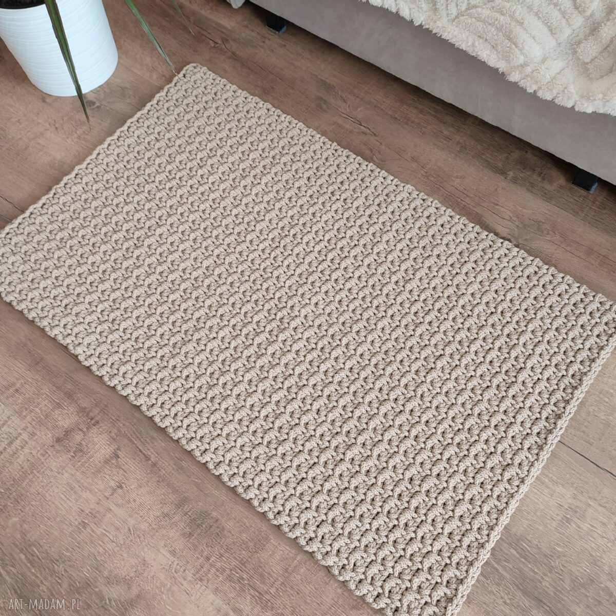 Dywan szydełkowy z bawełnianego sznurka 60x90 cm - boho do wnętrz