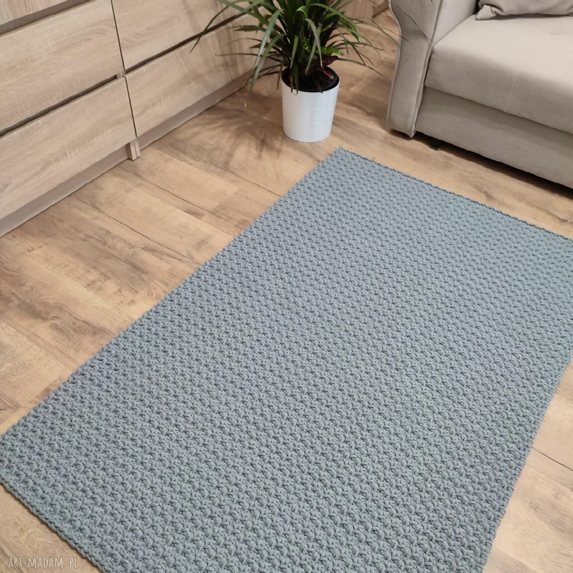 Dywan szydełkowy prostokątny ze sznurka 90x150 cm - boho do wielu wnętrz