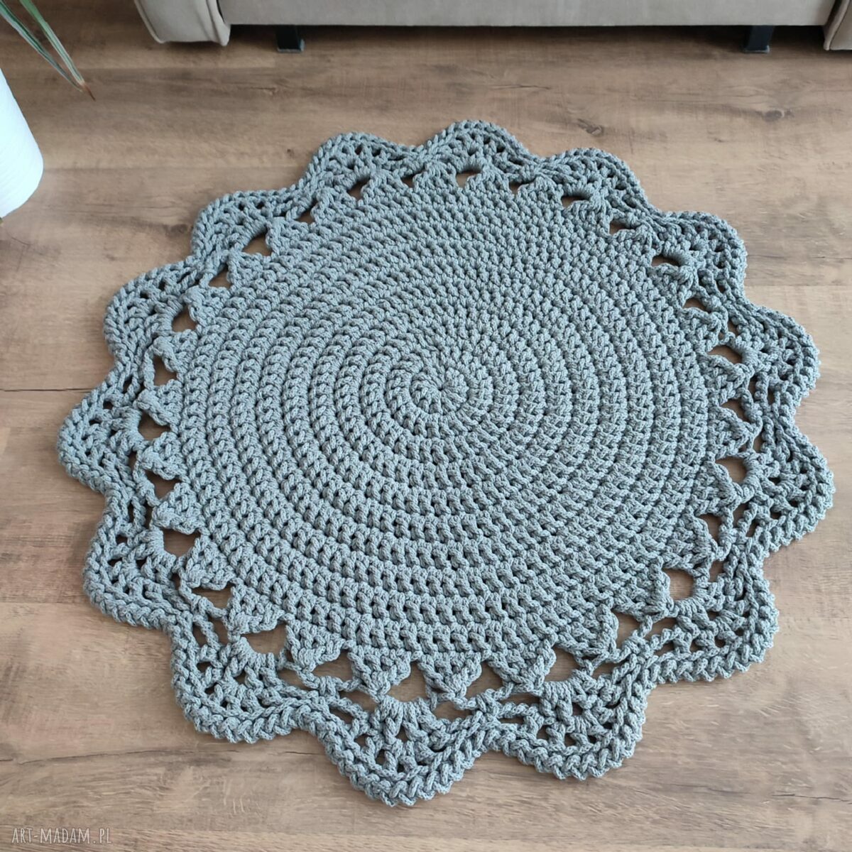 Dywan szydełkowy ze sznurka bawełnianego - okrągły 80 cm
