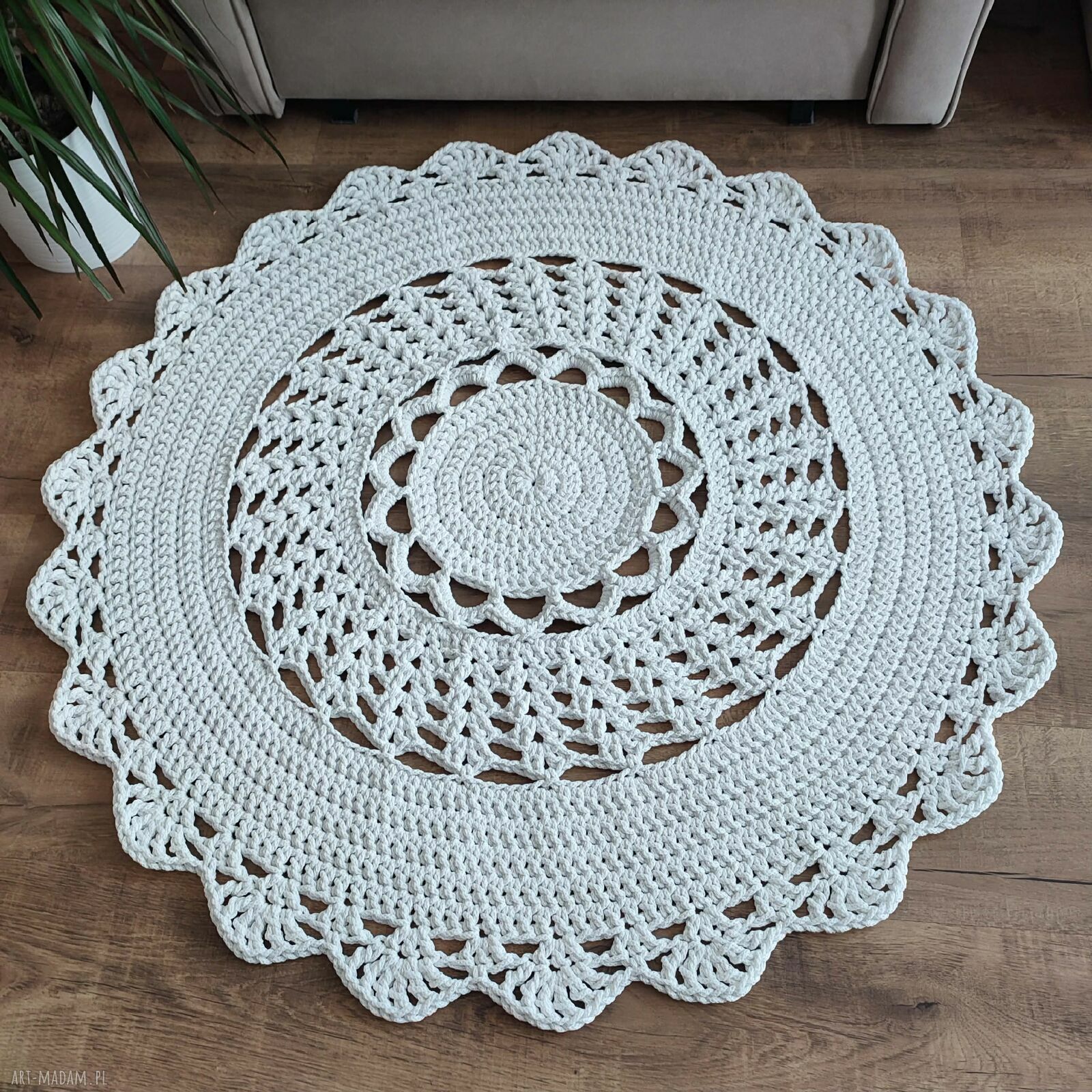 Dywan szydełkowy ze sznurka bawełnianego 110 cm