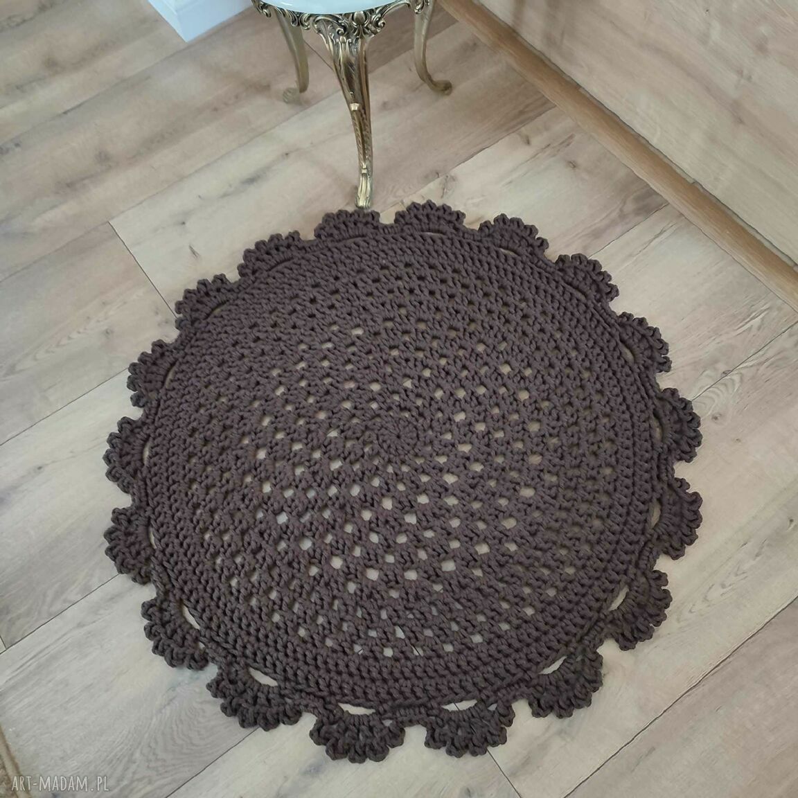 Dywan szydełkowy ze sznurka 85 cm - okrągły boho