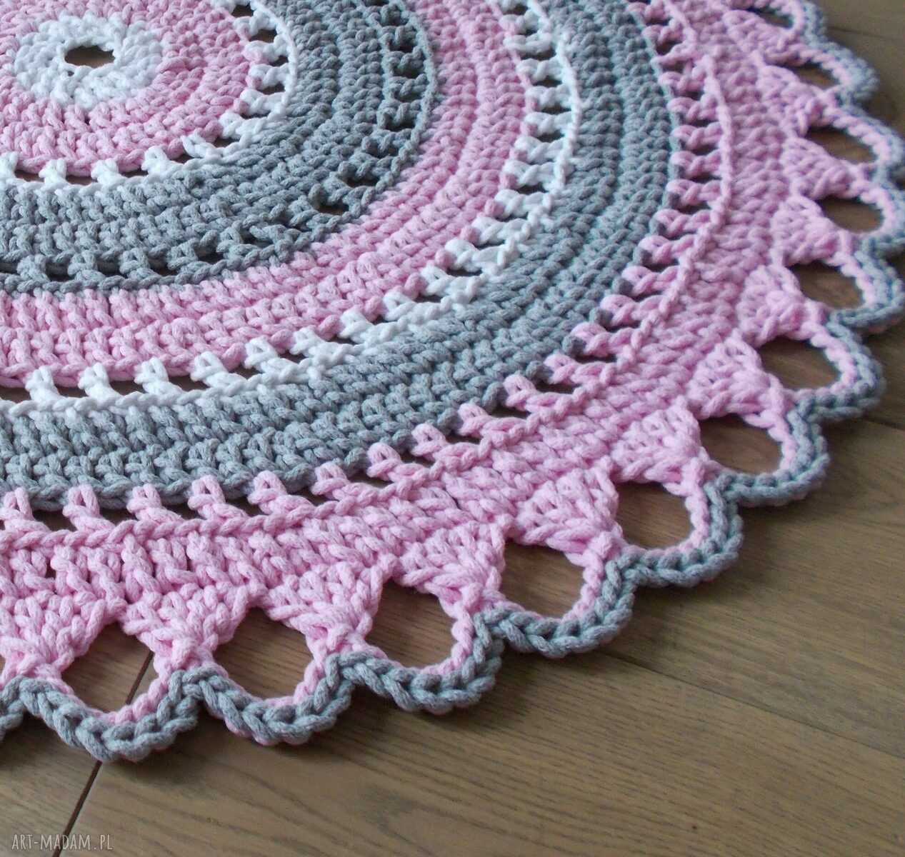 Dywan „Trzy kolory” Mandala Lace 110 cm - ze sznurka bawełnianego