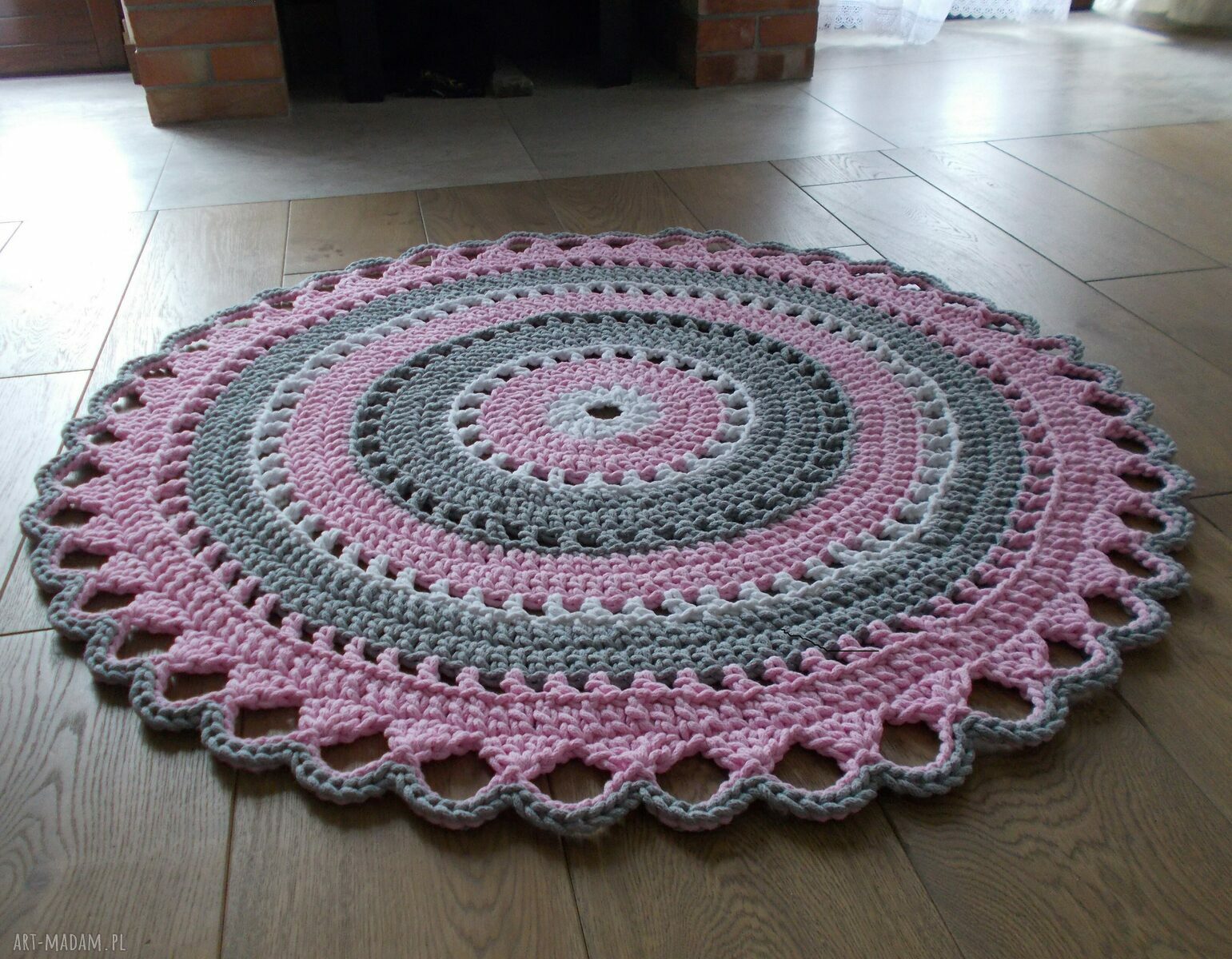 Dywan „Trzy kolory” Mandala Lace 110 cm - ze sznurka bawełnianego