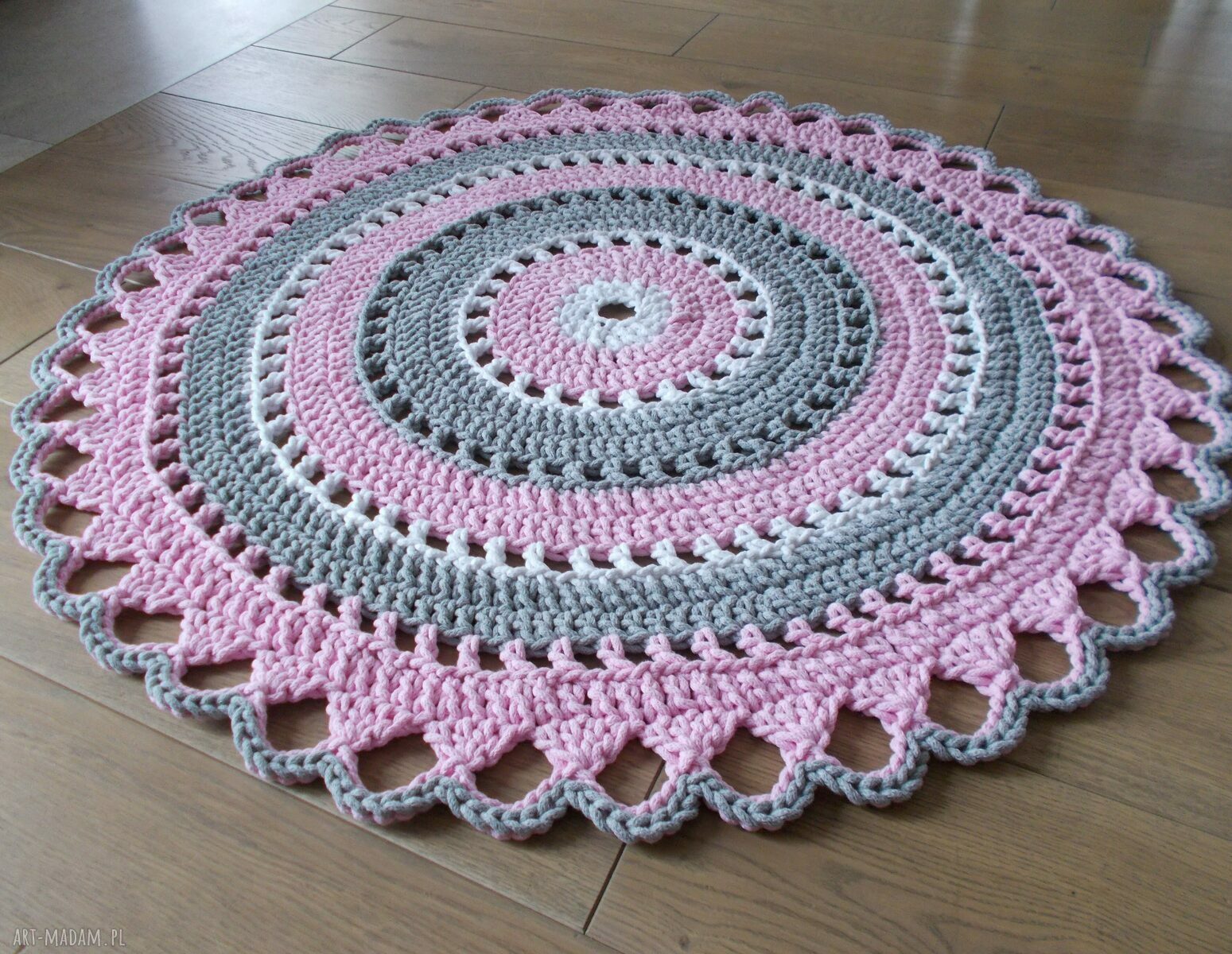 Dywan „Trzy kolory” Mandala Lace 110 cm - ze sznurka bawełnianego