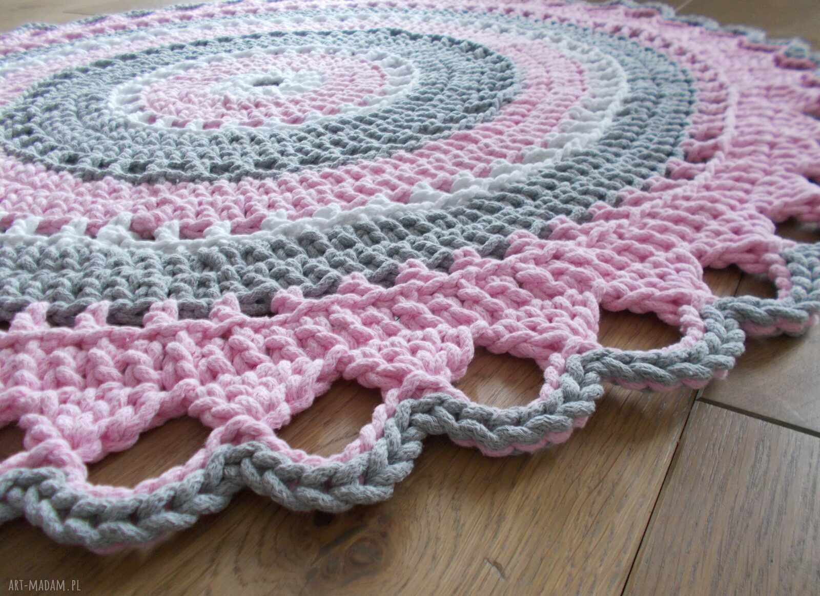 Dywan „Trzy kolory” Mandala Lace 110 cm - ze sznurka bawełnianego