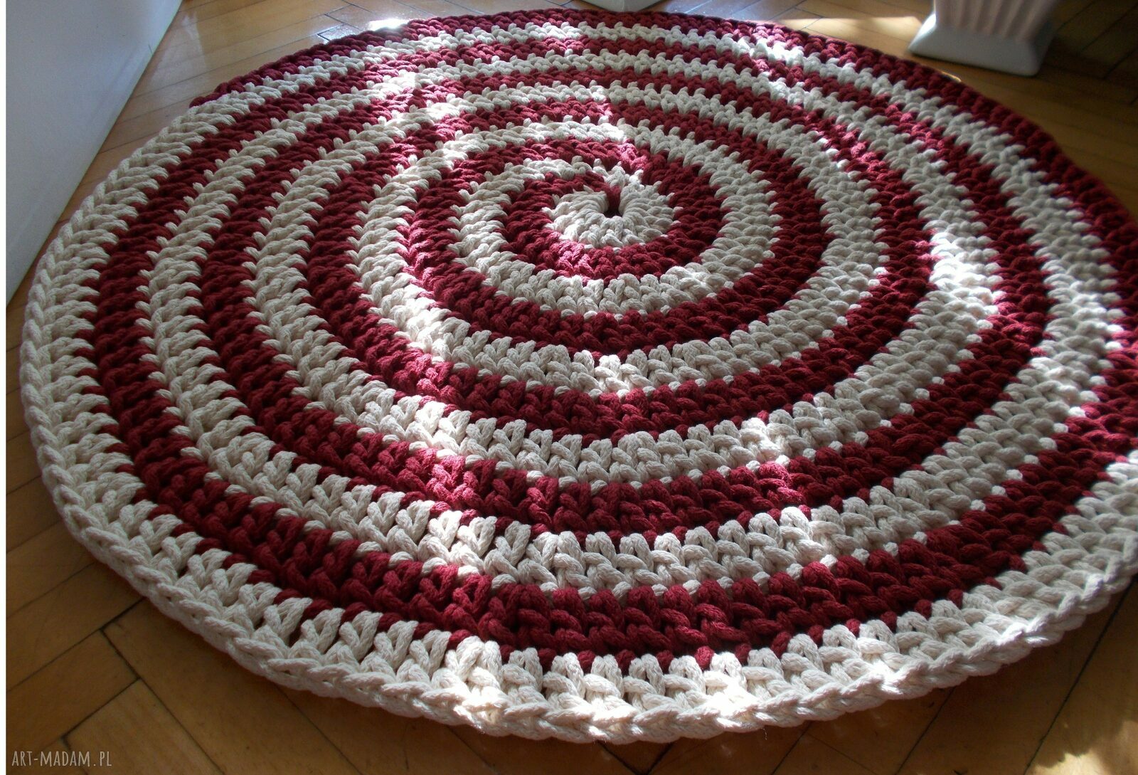 Dywan Zakręcony ze Sznurka Bawełnianego, Śr. 70 cm (Dwustronny)